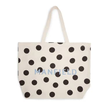 Witte canvas shopper met zwarte stippen