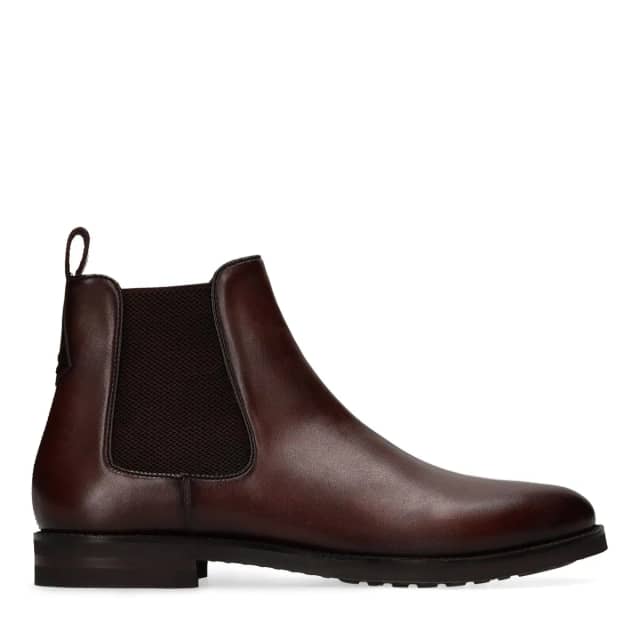 Manfield Bruine Leren Chelsea Boots Met Elastieke Sluiting