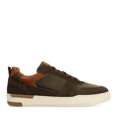No Stress Groene Nubuck Sneakers Met Veters
