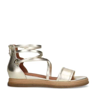 No Stress Gouden Leren Sandalen Met Bandjes Met Ritssluiting
