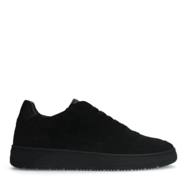 Manfield Zwarte Suède Sneakers Met Veters