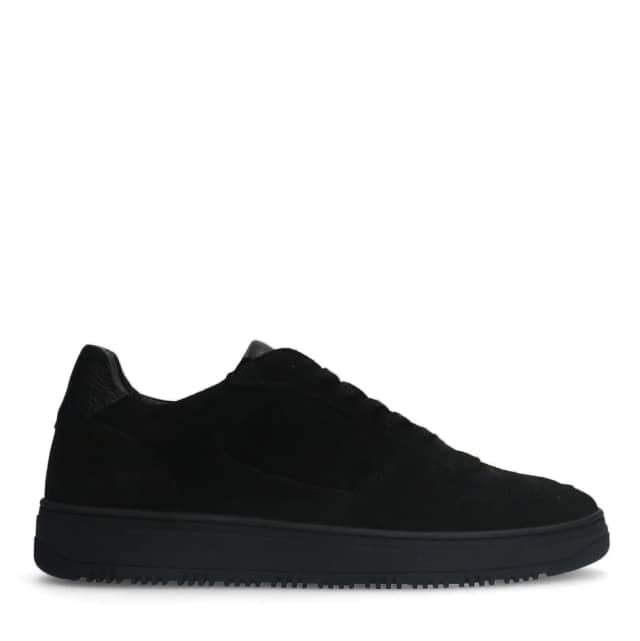 Manfield Zwarte Suède Sneakers Met Veters