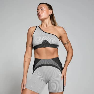 Myprotein MP Contrast naadloze beha van ribstof voor dames - Zwart/grijs