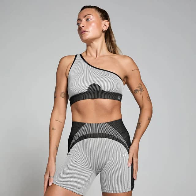 Myprotein MP Contrast naadloze beha van ribstof voor dames - Zwart/grijs