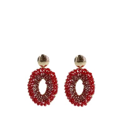 Manfield Burgundy Kralen Oorbellen