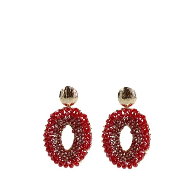 Manfield Burgundy Kralen Oorbellen