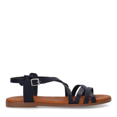 Manfield Zwarte Leren Sandalen Met Gespsluiting