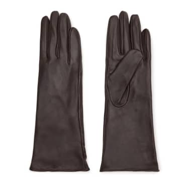 Manfield Donkerbruine leren handschoenen