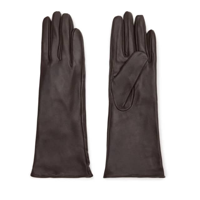 Manfield Donkerbruine leren handschoenen