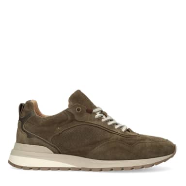 No Stress Groene Suède Sneakers Met Veters