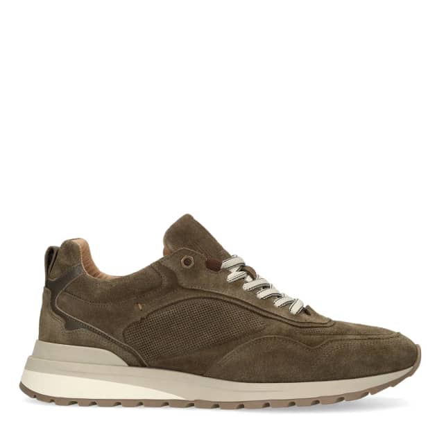 No Stress Groene Suède Sneakers Met Veters
