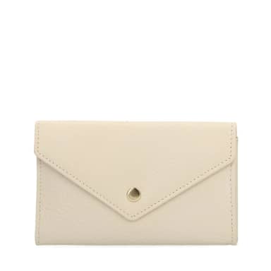 Manfield Manfield Off White Leren Portemonne Met Drukknoop