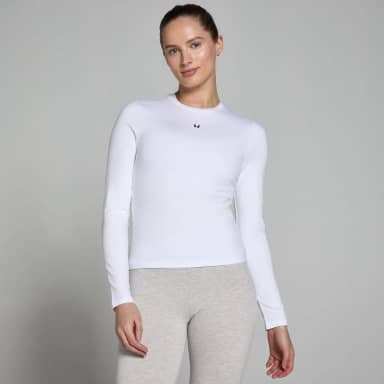 MP Basics T-shirt met nauwsluitende pasvorm en lange mouwen voor dames - Wit