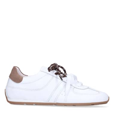 Manfield Witte Leren Sneakers Met Veters