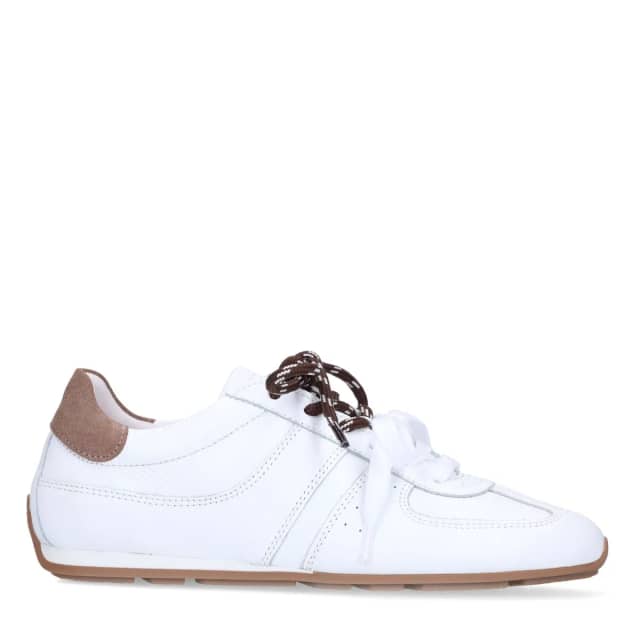 Manfield Witte Leren Sneakers Met Veters