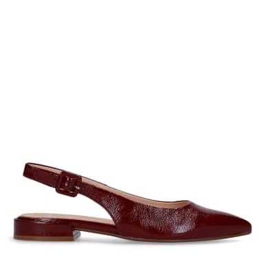 Manfield Bordeaux Rode Lakleren Slingbacks Met Gespsluiting