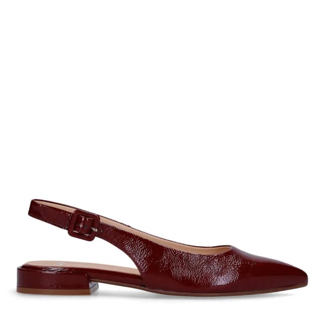 Manfield Bordeaux Rode Lakleren Slingbacks Met Gespsluiting