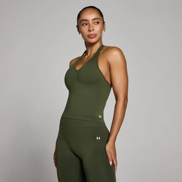 Myprotein MP Dames Tempo Naadloze Halternek Top - Bosgroen