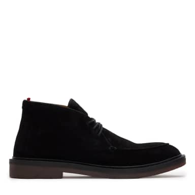 Manfield Zwarte Suède Desertboots Met Veters