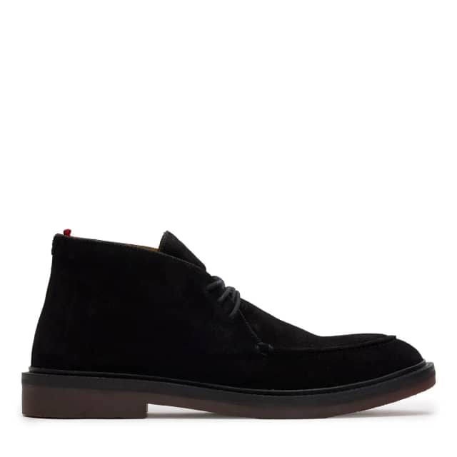 Manfield Zwarte Suède Desertboots Met Veters