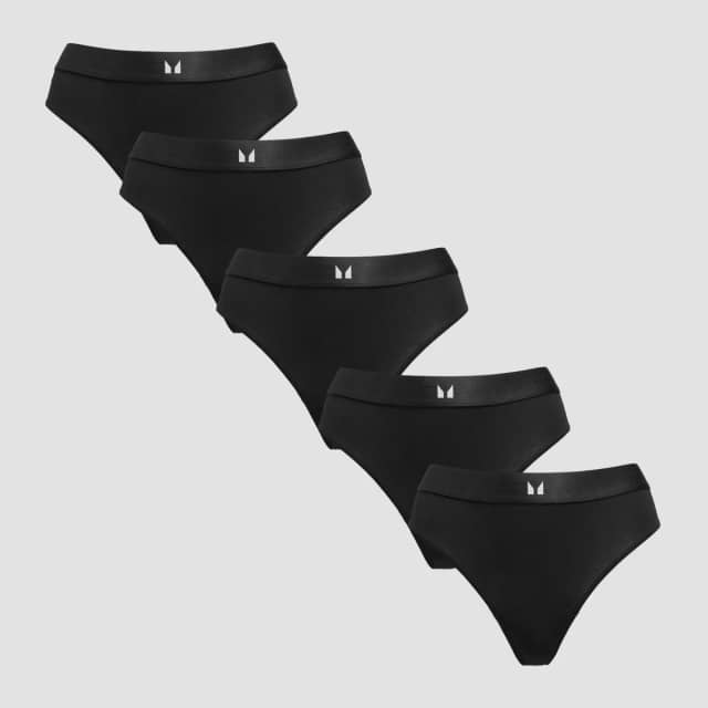 Myprotein MP Women's Mid Rise Thong (5 Pack) - Black