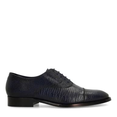 Manfield Manfield Donkerblauwe Leren Veterschoenen