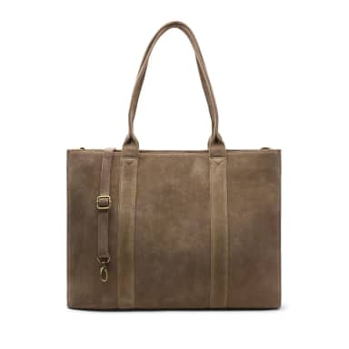 Manfield Manfield 18 Inch Taupe Suède Shopper Met Ritssluiting