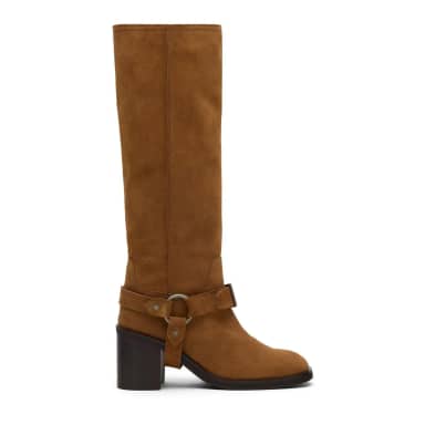 Beige suède biker boots