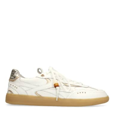 Manfield Witte Leren Sneakers Met Veters