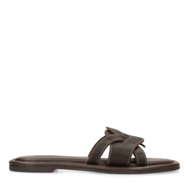 Bruine leren slippers