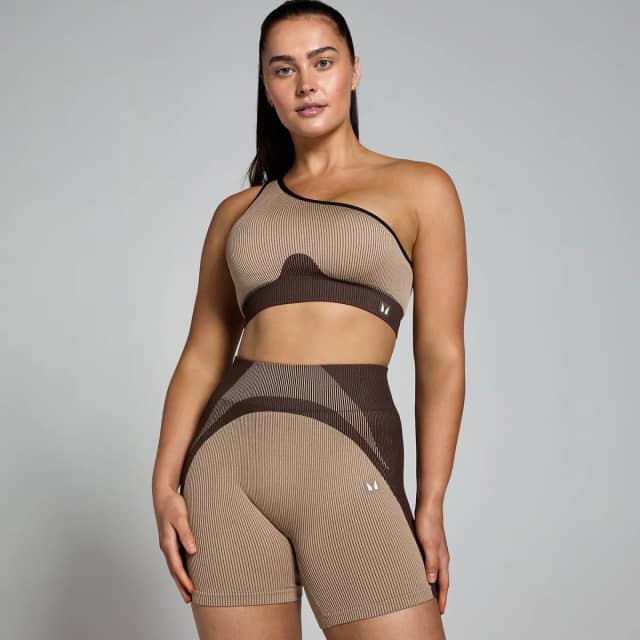 Myprotein MP Contrast naadloze beha van ribstof voor dames - Kasjmier/espressobruin