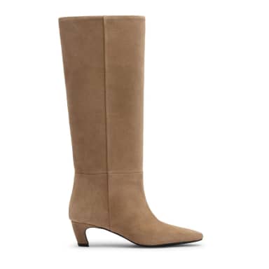 Beige hoge suède laarzen met hak