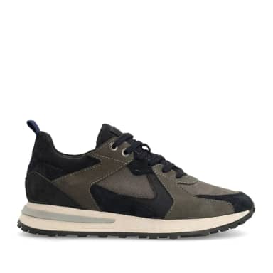Manfield Manfield Donkerblauwe Nubuck Sneakers Met Veters