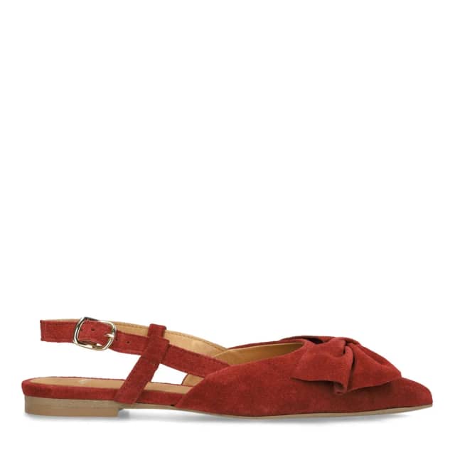 Manfield Bordeaux Rode Suède Slingbacks Met Strik Met Gespsluiting
