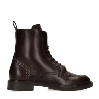 Manfield Bruine Leren Veterboots