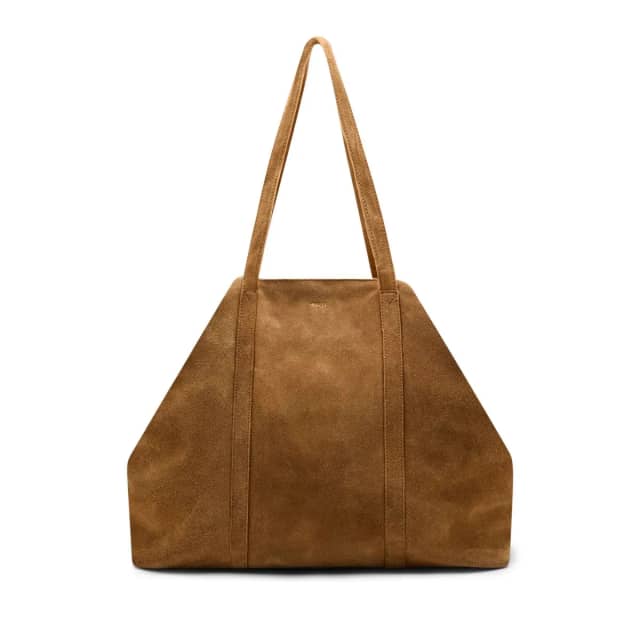 Manfield Cognac Suède Shopper Clip