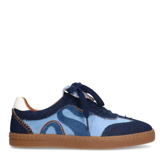Sacha Blauwe suède sneakers met denim details