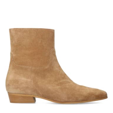 Manfield Manfield Beige Suède Chelsea Boots Met Blokhak Van 2 Cm Met Ritssluiting