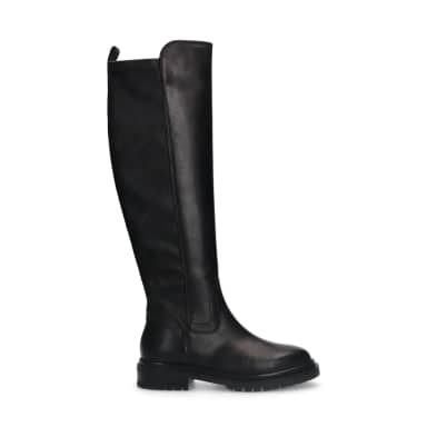 Manfield Manfield Zwarte Leren Hoge Laarzen Met Lage Hak Van 2 Cm Met Ritssluiting