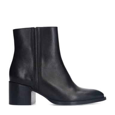 Manfield Manfield Zwarte Leren Enkellaarsjes Met Hak Met Ritssluiting