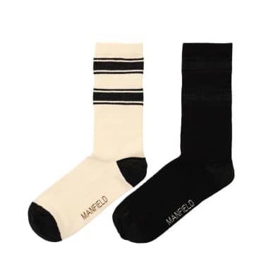Manfield Manfield 2-pack Zwarte En Off White Sokken