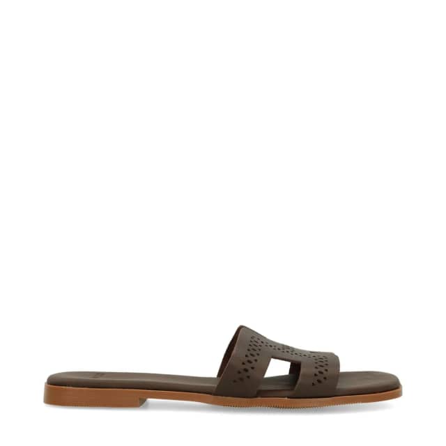 Manfield Donkerbruine Leren Slippers