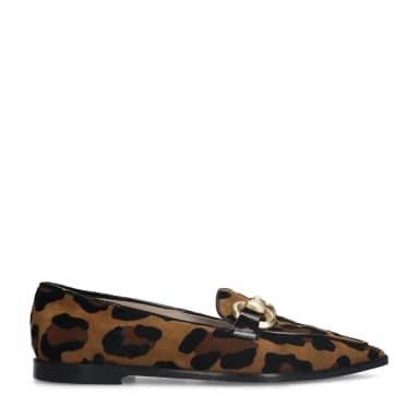 Manfield Manfield Suède Panter Loafers Met Gouden Chain
