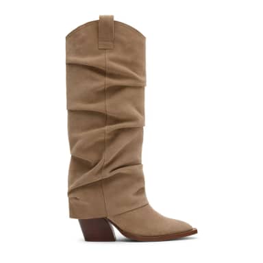 Sacha Beige suède cowboylaarzen met flap