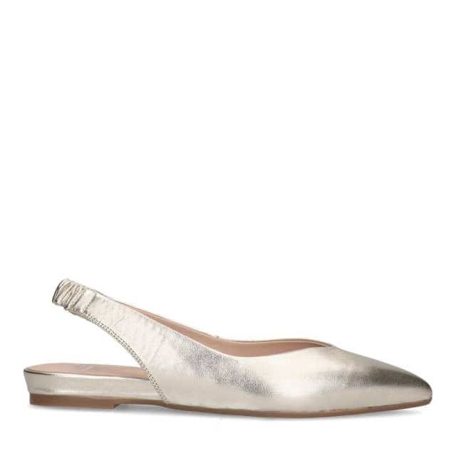 Manfield Gouden Leren Slingback Ballerina's Met Elastieke Sluiting