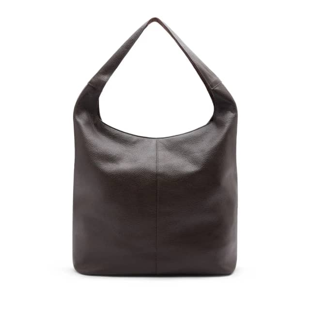 Manfield Bruine Leren Shopper Met Ritssluiting