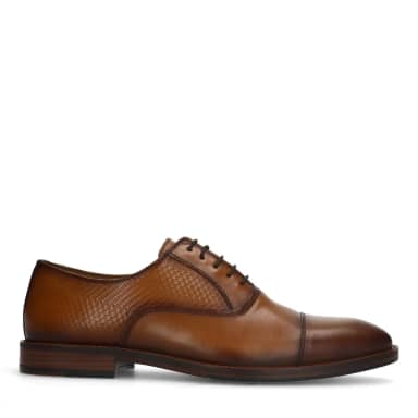 Manfield Manfield Cognac Leren Veterschoenen