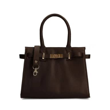 Manfield Manfield Donkerbruine Leren Handtas Met Ritssluiting
