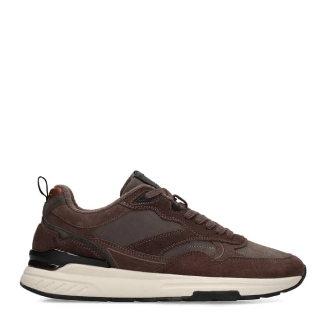 No Stress Donkerbruine Suède Sneakers Met Veters