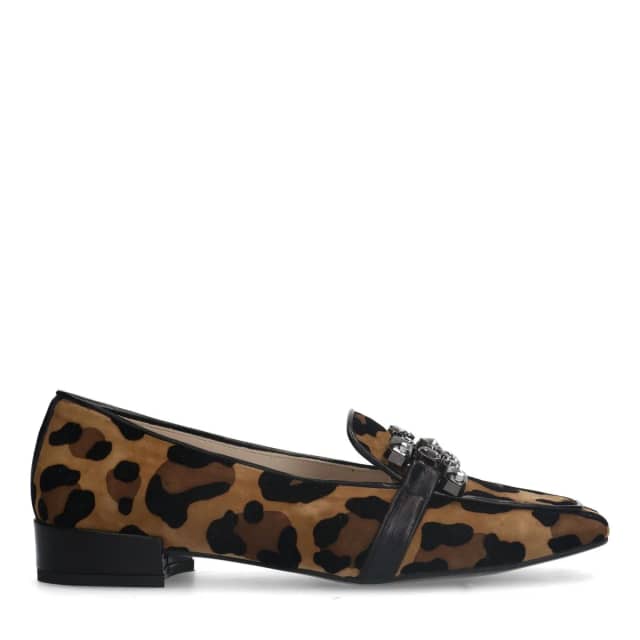 Manfield Suède Leopard Loafers Met Chain